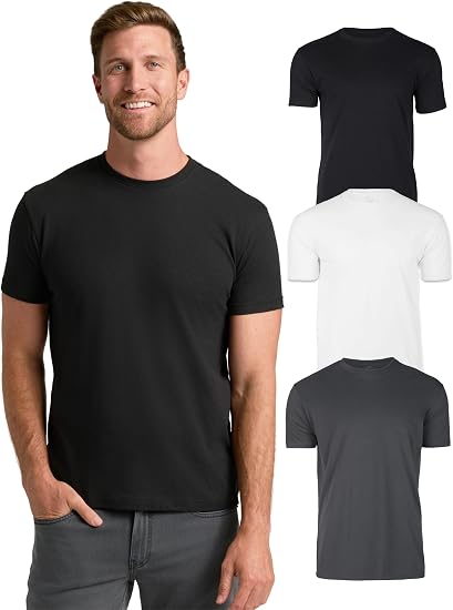 Classic Mens T-Shirts – Short Sleeve Crew Neck T Shirts for Man, Cotton Blend Plain Novelty Men's T-Shirts