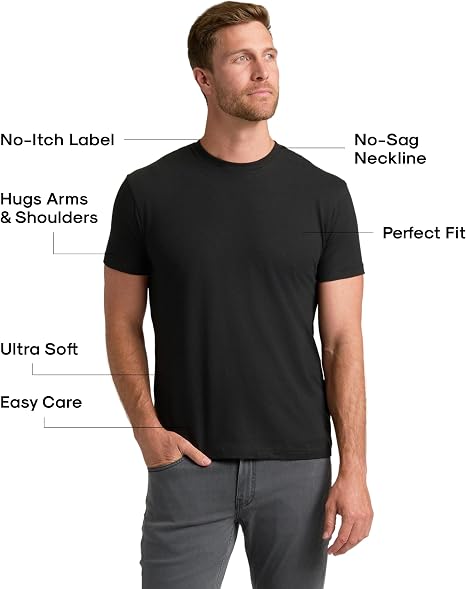 Classic Mens T-Shirts – Short Sleeve Crew Neck T Shirts for Man, Cotton Blend Plain Novelty Men's T-Shirts