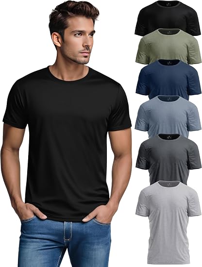 Men's T-Shirt Soft Premium Cotton Tailored Fit Crew Neck Classic Short Sleeve Tee