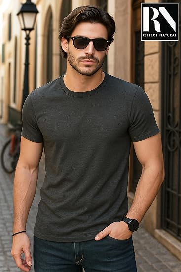 Men's T-Shirt Soft Premium Cotton Tailored Fit Crew Neck Classic Short Sleeve Tee